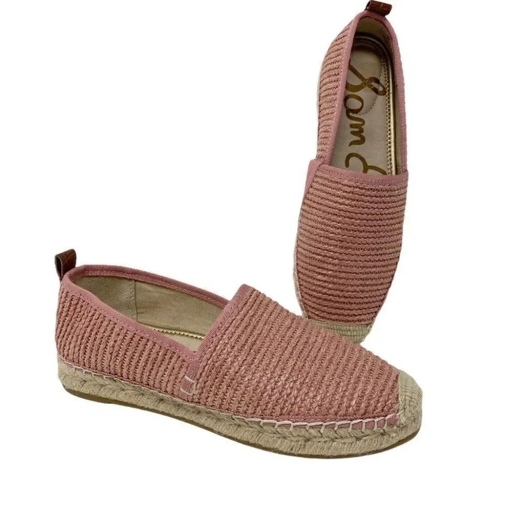 Sam Edelman‎ Espadrille Flats Slip-On Khloe Loafers Knit Pink Gold